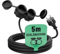 greate 2 virzienu pagarinātājs āra lietošanai, 5 metri, ūdensizturīgs IP44 pagarinātājs āra lietošanai, 2 virzienu pagarinātājs āra lietošanai, 5 m, 3500 W, āra pagarinātājs, ūdensizturīgs