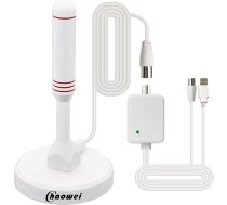 Chaowei DTA66W DVB-T2/DVB-T maza TV antena lietošanai ārpus telpām ar ārējo pastiprinātāju, signāla pastiprinātāju, liela darbības attāluma uztveršana, 2 m koaksiālais kabelis, liela magnētiskā pamatne (balta)