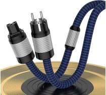 HiFi barošanas kabelis High-End 4N OFC barošanas kabelis C15 3-pin kontaktdakšu spraudnis, izgatavots no oglekļa šķiedras, augstas kvalitātes neilona pinuma barošanas kabelis zemfrekvences skaļruņiem, pastiprinātājiem, DAC/DVD, HiFi ierīcēm