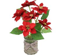 Flair Ziedu Mākslīgais zieds Poinsettia podā Poinsettia Ziemassvētku zvaigzne Ziemassvētku rotājums Ziemassvētku ziedu Mākslīgais zieds Ziemassvētku vienotā zieda zariņš X'mas pušķis Dāvanu dekorēšana Advente