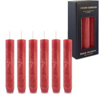 Rustic Stabkerzen 6er Set Rot - kurze Dinner Kerzen, 8h Brenndauer, spitz zulaufend für Kerzenhalter, unparfümiert, ohne Palmöl, durchgefärbt, Adventskranz, Weihnachten, Hochzeit und festliche Tafeln