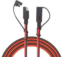 AsanWise SAE Male Cable Automobiļu kabeļa pagarinātājs 3m SAE uz SAE 2 pin ātrās savienošanas/atvienošanas kabeļa pagarinātājs 16AWG ar putekļu vāciņa turētāju