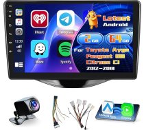 Inefala Radio Toyota Aygo Peugeot 108 Citroen C1 2015-2020 Android 15 2+64G ar Wireless CarPlay Android Car, 9 collu ekrāns ar EQ 26UI FM RDS GPS Bluetooth WiFi SWC AHD aizmugures skata kamera