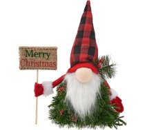 DN DECONATION Ziemassvētku vainags ar dārza rūķi, 38 cm durvju vainags Ziemassvētki Āra, ziemas vainags ar priežu čiekuriem un ogām priekšējo durvju Ziemassvētku rotājumiem