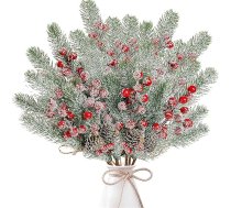 6 mākslīgo ogu kātiņu iepakojums Mākslīgo priežu zariņi Sniegs Matēts Mākslīgo priežu zari Holi ogu galda apdare Ziemassvētku Adventes vainags Priežu čiekuri Dekoratīvie vainagi Rudens ballīšu ziedu kompozīcijas