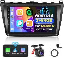 [2G + 64G] Hikity Auto radio navigācija Mazda 6 Rui Wing 2007-2012 Android 15 Wireless Carplay 9 collu ekrāns Radio ar Android auto GPS WiFi WiFi atpakaļgaitas kamera FM RDS DSP SWC Bluetooth MIC