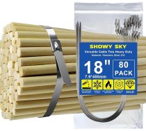 Metāla kabeļu saites, 24 collu nerūsējošā tērauda stiepļu saites, 550 lbs Heavy Duty pašbloķējošās lentes saites, tērauda kabeļu saites, izturība izplūdes gāzu ietīšanai, dārza saites, caurules, mājputnu žogs, 40 gab.