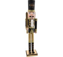 BAKAJI Milzīgs koka riekstkodis Ziemassvētku riekstkodis Augstums 106 cm Krāsots apģērbs, plīša bārda un mati ar funkcionāliem Ziemassvētku rotājumiem (4. dizains)