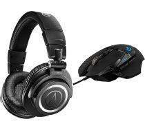 Audio-Technica M50xBT2 bezvadu austiņas melnas & Logitech G502 Hero augstas veiktspējas spēļu pele ar Hero 25K DPI optisko sensoru