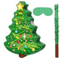 Harrycle Ziemassvētku pinata 41 cm Ziemassvētku eglīte Meksikas pinata ar Stick acu masku un konfeti Ziemassvētku ballīte Pinata pildījumam Ziemassvētku dekorēšanai Svētku ballīšu spēles Svētku somas dekorēšanai