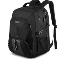 Īpaši liela mugursoma, 50L, ūdensnecaurlaidīga, 17 collu (43,1 cm) klēpjdatora soma, darba klēpjdatora mugursoma ar USB lādēšanas portu, pret zādzību, biznesa, ceļojumu, skolas mugursoma vīriešiem, sievietēm, zēniem, pusaudžiem, melna