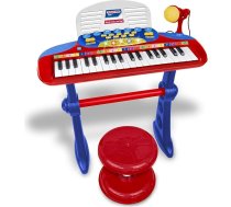 Bontempi MiniKeyFun rotaļu klaviatūras cepure ar 37 taustiņiem mazajiem mūziķiem, ar mikrofonu, tabureti un mūzikas statīvu, rozā krāsā, 54,4 x 32,9 x 15,9 cm