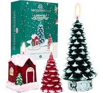 Deco Express Dekoratīvās sveces 3 Ziemassvētku dekoratīvo sveču komplekts ar Ziemassvētku eglītes un ziemas motīviem Dāvanu ideja (daudzkrāsains 3 gab. iepakojums)