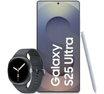 Samsung Galaxy S25 Ultra AI viedtālrunis ar Galaxy AI, 12 GB RAM, 1 TB atmiņa, titāna sudraba zils, 3 gadu ražotāja garantija + Galaxy Watch8 viedpulkstenis