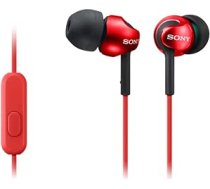 Sony MDR-EX110AP Deep Bass austiņas ar viedtālruņa vadību un mikrofonu - metāliski sarkanas krāsas