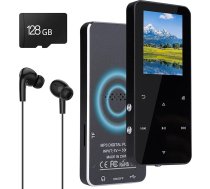 OBEST MP3 atskaņotājs 128GB ar austiņām, MP3 MP4 atskaņotājs ar skaļruni, FM radio, diktofonu, FM+Bluetooth+vārdnīca ar vadu austiņām sportam