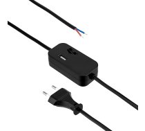 REV kabelis ar slēdzi un starpkontakta spraudni ar USB-A, 2 m, melns