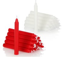 COM-FOUR® 40 x vaska eglīšu sveces, Ziemassvētku eglīšu sveces, piramīdas formas sveces Ziemassvētkiem, mazas sveces, diametrs 11 x 105 mm (40 gab., sarkana, balta)