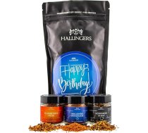 Hallingers Happy Birthday Blue - dzimšanas dienas dāvanu komplekts Steiku garšvielu, grila garšvielu vīriešu lieta un melnā aita (maisiņš) - dāvanu idejas Ziemassvētki un dāvanas Adventes kalendārs Dzimšanas dienas spīdums