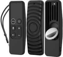AHASTYLE Tālvadības pults futrālis Apple TV 4K 4. paaudzes Siri tālvadības pults ar iebūvētu AirTag turētāju AirTag nav iekļauts, silikona tālvadības pults futrālis Apple TV 4K 4. paaudzes tālvadības pults (melns)