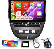 Hodozzy Carplay autoradio Toyota Aygo/Peugeot 107/Citroen C1 2005-2014 ar USB/Mīklu, 10 collu iekšējais ekrāns ar Bluetooth 5.0 Android Car/DSP/WiFi/Navi/RDS/FM/USB