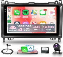 4G + 128G bezvadu Carplay Android auto radio Mercedes Benz A/B klases W169 W245 B200 W639 Vito Viano W906 Sprinter 9 collu Incell ekrāns Auto radio Android auto navigācija GPS WiFi Bluetooth FM/RDS/EQ