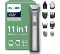 PHILIPS Multigroom Series 5000 All-in-One 11 gabaliņu bārdas trimmeris un matu trimmeris sejai, galvai un ķermenim, metāla asmeņi, 17 garuma iestatījumi (0,5-16 mm), modelis MG5951/15