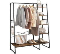 VASAGLE RGR116B01 Drēbju pakaramais, 45 x 120 x 160 cm drēbju pakaramais ar apģērbu turētāju, apavu pakaramais, atvērts skapis, 6 noņemami āķi, guļamistaba, priekšnams, Vintage Brown/Black