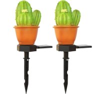 NUOBESTY 2 Stück Solarbetriebene Gartenleuchte mit Niedlichen Kaktus LED Lampen Wasserdichtes Outdoor Erdspieß Design für Terrasse Garten Wegbeleleuchtung Dekorative Solarlampen