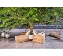 KRINNER Design Copenhagen 95021 Ziemassvētku eglīšu statīvs ozols / balta ar pedāli un vienu virves tehnoloģiju eglītes augstumam līdz 2,5 m