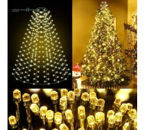 ELKTRY 400 LED Ziemassvētku eglīšu pasaku gaismas ar gredzenu 2 m x 10 virtenes, silti balta IP44 ūdensizturīgs 8 režīmi Ziemassvētku apgaismojums iekštelpās ārā 150 cm 180 cm 180 cm 240 cm eglītei