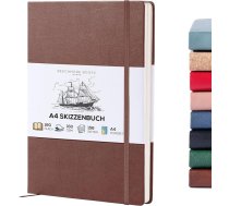 BEECHMORE BOOKS Skiču burtnīca A4 (21,0 × 29,7 cm) - Vegan Leather Hardcover 156 lappuses 160 g/m² | Perforēta, Lay-Flat, tukša skiču burtnīca, dāvanu kaste, skiču blociņš zīmēšanai, gleznošanai, jauktajiem medijiem