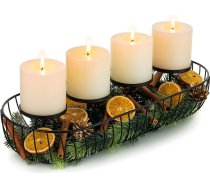 Sziqiqi Adventa vainags iegarenais, moderns metāls: melns Adventa kompozīcijas bļoda Adventa vainaga rāmis 4 stabu svecēm - Adventa bļoda gara 43 cm sveces turētājs Adventa Ziemassvētku dekorēšanai galds