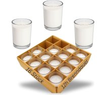 Candelo Votive Candles 16 sveces stiklā - baltas stilīgas galda sveces - 12 stundu degšanas laiks bez smaržas kāzu, dzimšanas dienas, ballīšu dekorēšanai - nesatur kvēpus
