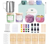 LDUMODUW Sveču izgatavošanas komplekts, sveču izgatavošanas komplekts DIY pieaugušajiem iesācējiem, DIY aromātiskās sveces ar 625G bišu vaska, 16 krāsvielām, 6 oz burkas, skārdenes sveču dakšas