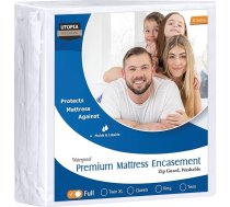 Utopia Bedding Premium matrača pārvalks ar rāvējslēdzēju (piemērots 8" matračiem, pilns) - ūdensnecaurlaidīgs matrača pārvalks, kas aizsargā pret kukaiņiem - sešpusējs matrača pārvalks