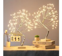 Delihcer 2 gaismas eglīte ar 108 silti baltām LED diodēm, USB/akumulatora uzlādējams Ziemassvētku rotājums ar 8 gaismas režīmiem un taimeri, izgaismotas dāvanas Ziemassvētkiem, kāzām, ballītēm, kāzām, iekštelpām, sudraba krāsā
