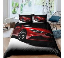 Pusaudžu sacīkšu auto sedziņas pārvalks Ātruma sporta auto sarkans automobiļu ekstrēmo sporta tēmu gultas komplekts Dekoratīvs 2 gabalu sega ar 1 spilvendrānu 135 x 200 cm bērniem zēniem pieaugušajiem vīriešiem