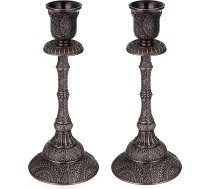 BSTKEY 2 metāla sveču turētāju komplekts, dekoratīvie sveču turētāji, dekoratīvie sveču turētāji, galda dekori, augstums 19 cm (sarkanbrūna)