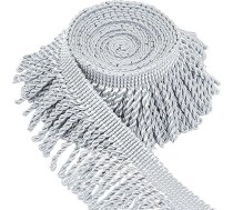 GORGECRAFT Aizkaru bārkstis Bullion Fringe Trim 4,6 m x 6,2 cm sudraba krāsā šūšanai Auduma apdares apdares polsterējums Pušķu lenta aizkariem Spilveni Abažūri Apģērbu spilvens Šūšana Amatniecība Ziemassvētku rotājumi
