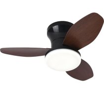 BEL AIR HOME Taurus griestu ventilators ar līdzstrāvas motoru un LED apgaismojumu, 24 W, 6 gaisa ātrumi un 3 gaismas temperatūras, tālvadības pults komplektā, (vidējs, melns, ķiršu koks)