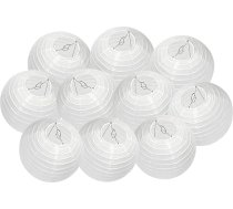 DAZONE Papīra laternas 10 gabali Balts abažūrs bez LED laternas Ķīniešu bumba kāzu dzimšanas dienas svinībām Mājas Ziemassvētki (25cm)