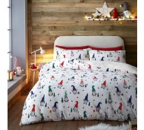 Fusion - Christmas Gonk Teddy Fleece sega vienvietīga (140 x 200 cm) Reversible Design 1 x spilvendrāna Balta gultas veļa ar vilnas vilnas Ziemassvētku rūķis Ziemassvētku gultasveļa