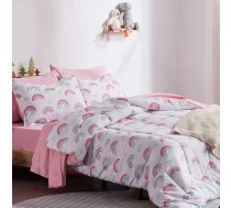 SLEEP ZONE Bērnu gultas veļas komplekts "Gulta maisā", 5 gabali, viegli kopjams mikrošķiedras, īpaši mīksts segu un palagu komplekts ar spilvendrānām, varavīksnes krāsā, balts/rozā, Twin