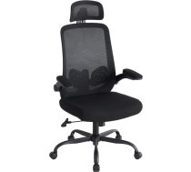 Sweetcrispy Ergonomisks biroja krēsls ar galvas balstu un regulējamiem roku balstiem, 360° rotācijas funkcija, regulējams augstums, spēļu un darba galda krēsls mājas birojam un birojam, melns