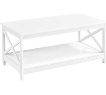 Yaheetech kafijas galdiņš ar X-veida rāmi, dīvāna galdiņš ar daudz vietas glabāšanai, kafijas galdiņš ar plauktu, sānu galds, 100 cm garums × 50 cm platums × 45 cm augstums, balts