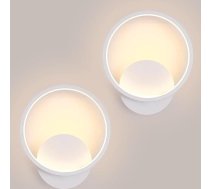 2 sienu lampu komplekts LED iekštelpām 12 W 1350 LM LED sienas lampa apaļa, moderna, alumīnija sienas apgaismojuma komplekts guļamistabai, viesistabai, gaitenim, kāpņu telpām, balta, 3000 K silti balta