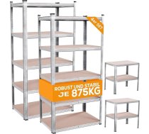Tronitechnik Heavy Duty plauktu komplekts 4 pagraba plauktu komplekts glabāšanas plaukti 90 x 40 x 180 cm x 2 plaukti ar tērauda rāmi Maksimālā slodze 875 kg katram regulējamiem plauktiem
