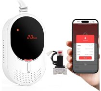 PHYSEN WLAN gāzes un CO detektors, gāzes detektors un oglekļa monoksīda detektors ar automātisko solenoīda vārstu un LED displeju, sertificēts atbilstoši EN50194 un EN50291, metāna un CO detektors virtuvei
