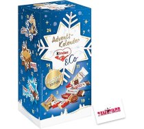 Kinder & Co. Adventes kalendārs Classic 295 g | Pārsteigumi, piemēram, Tronky, Bueno, Hanuta Minis, Kinder Schoko-Bons, Duplo | Kalendārs Ziemassvētku laiks + Zama4Zingo karte (Zila)